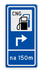 Routebord BW101 (blauw) - 1 pictogram met aanpasbare pijl en afstand