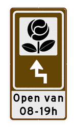 Routebord BW101 (bruin) - 1 pictogram met aanpasbare pijl en tekstvlak