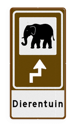 Routebord BW101 (bruin) - 1 pictogram met aanpasbare pijl en tekstvlak