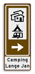 Routebord BW101 (bruin) - 2 pictogrammen aanpasbare pijl en tekstvlak