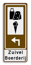 Routebord BW101 (bruin) - 2 pictogrammen aanpasbare pijl en tekstvlak