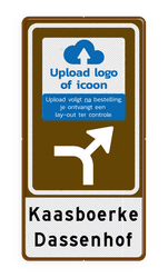 Routebord BW101 (bruin) - 1 pictogram met aanpasbare pijl en tekstvlak