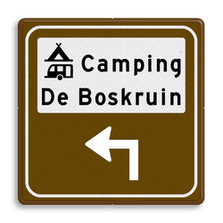 Routebord BW101 (bruin) - 1 picto en tekst met aanpasbare pijl