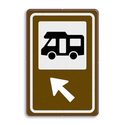 Routebord BW101 (bruin) - 1 pictogram met aanpasbare pijl