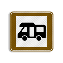 Vlak terreinbord 119x109mm - Pictogram Camperplaats