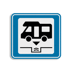 Vlak terreinbord 119x109mm - Pictogram Camper Serviceplaats
