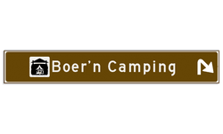 Verwijsbord toeristisch (bruin) - met 1 pictogram, 1 regel tekst en pijl