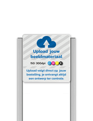 Portaalsysteem TS met informatiebord 1:1 met aluminium geborstelde staanders