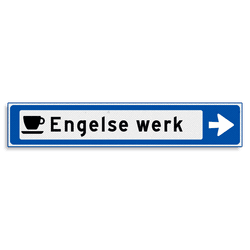 Verwijsbord KOKER Blauw/wit/zwart - pijl rechts, met 1 pictogram - Klasse 3 reflecterend