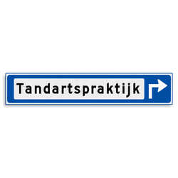 Verwijsbord KOKER Blauw/wit/zwart - met pijl, zonder pictogram - Klasse 3 reflecterend