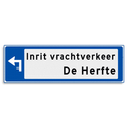 Verwijsbord KOKER Blauw/wit/zwart - pijl links, 2 regelig - zonder pictogram - Klasse 3 reflecterend