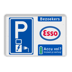 Parkeerbord elektrische voertuigen bezoekers - met eigen logo - reflecterend