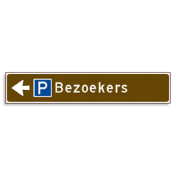 Verwijsbord KOKER Bruin/wit/zwart - pijl links, met 1 pictogram - Klasse 3 reflecterend