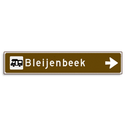 Verwijsbord KOKER Bruin/wit/zwart - pijl rechts, met 1 pictogram - Klasse 3 reflecterend