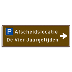 Verwijsbord KOKER Bruin/wit/zwart - pijl rechts, 2 regelig met 1 pictogram - Klasse 3 reflecterend