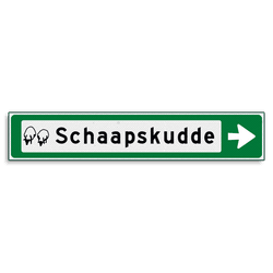 Verwijsbord KOKER Groen/wit/zwart - pijl rechts, met 1 pictogram - Klasse 3 reflecterend
