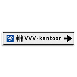 Verwijsbord KOKER Wit/zwart - pijl rechts, met 2 pictogrammen - Klasse 3 reflecterend
