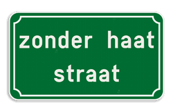 Gepersonaliseerd straatnaambord "zonder haat straat"