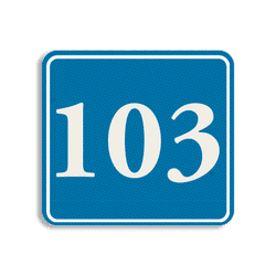 Autocollant num&eacute;ro maison bleu/blanc classique pour conteneur