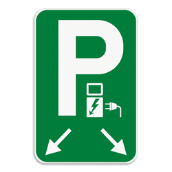 Panneau de stationnement - Borne de recharge + Flèches d'indication