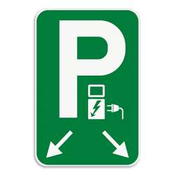 Parkeerbord Elektrisch opladen - pijlverwijzing - groen