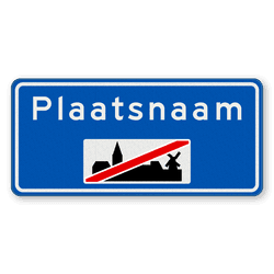 Plaatsnaambord 1400x650mm RVV H02a - Einde bebouwde kom