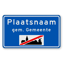 Plaatsnaambord 1400x800mm RVV H02b - Einde bebouwde kom