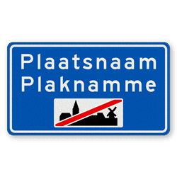 Plaatsnaambord 1400x800mm RVV H02c - Einde bebouwde kom