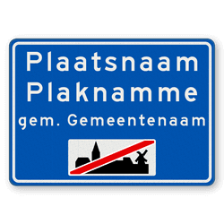 Plaatsnaambord 1400x1000mm RVV H02d - Einde bebouwde kom