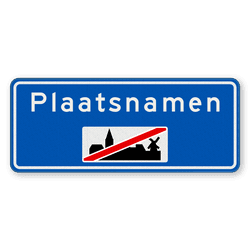 Plaatsnaambord 1600x650mm RVV H02a - Einde bebouwde kom