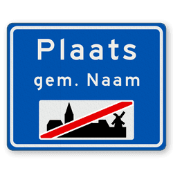 Plaatsnaambord 1000x800mm RVV H02b - Einde bebouwde kom