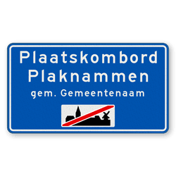 Plaatsnaambord 1800x1000mm RVV H02d - Einde bebouwde kom