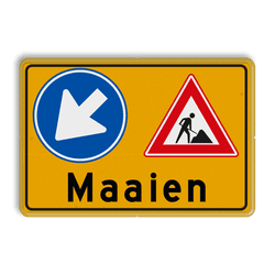 Verkeersbord Maaien - Werk in Uitvoering