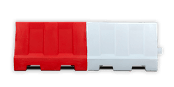 Kunststof barrier 1200x400x800 - rood/wit - vulbaar met water of zand