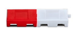 S&eacute;parateur de voie en plastique 1000x400x550mm &ndash; rouge/blanc &ndash; remplissable &agrave; l&rsquo;eau ou au sable