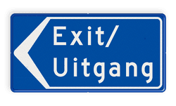 Verkeersbord exit uitgang linksaf - reflecterend