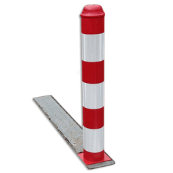 Neerklapbare afzetpaal - kunststof - Ø100mm - rood/wit