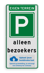 Parkeerbord voor bezoekers van eigen terrein met logo