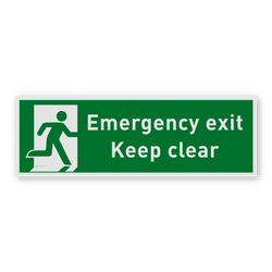 Nooduitgang bordje of sticker - Emergency exit, Keep clear - reflecterend