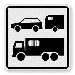 Sticker Paardentrailer/vrachtwagen 250x250mm wit met pictogram