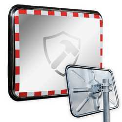 Verkeersspiegel staal (RVS) met rood/wit kader