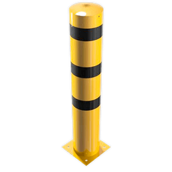 Rampaal Ø273x1500mm met voetplaat, verzinkt of geel/zwart
