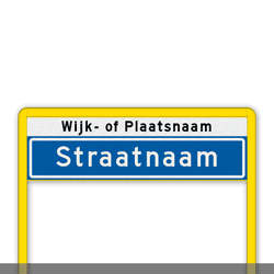 Straatnaamportaal 1200mm breed, 1 regelig met Wijk- of Plaatsnaam