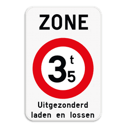 Zonebord SB250 ZC21T &ndash; verboden massa boven aanduiding - met tekstvak