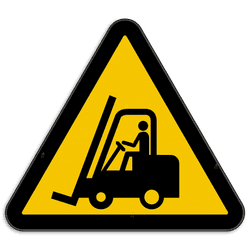 Waarschuwingsbord W014 - Gevaar voor vorkheftrucks en andere industriële voertuigen