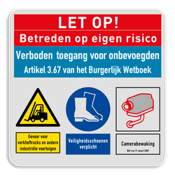Veiligheidsbord | 3 symbolen en tekst banners