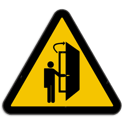 Waarschuwingsbord Waarschuwingsbord pas op openslaande deur