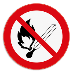 Panneau d'interdiction - P003 - Flammes nues interdites