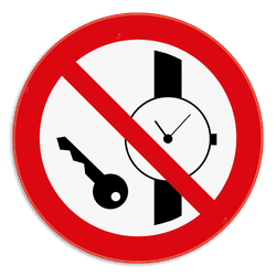 Panneau d'interdiction - P008 - Articles métalliques ou montres interdits