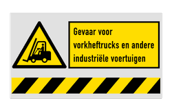 Waarschuwingsbord W014 - gevaar voor vorkheftrucks + tekstblok